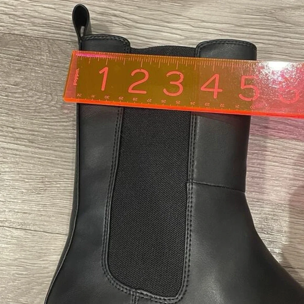 Chelsea Platform Chunky Boots Women 9-9.5‎ Faux Leather School Grunge Casual